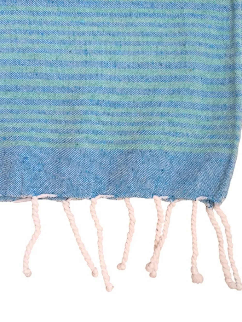 Abadia Mallorca Blue Green Fringed Scarf - Cotton Mediterranean Pareo Shawl